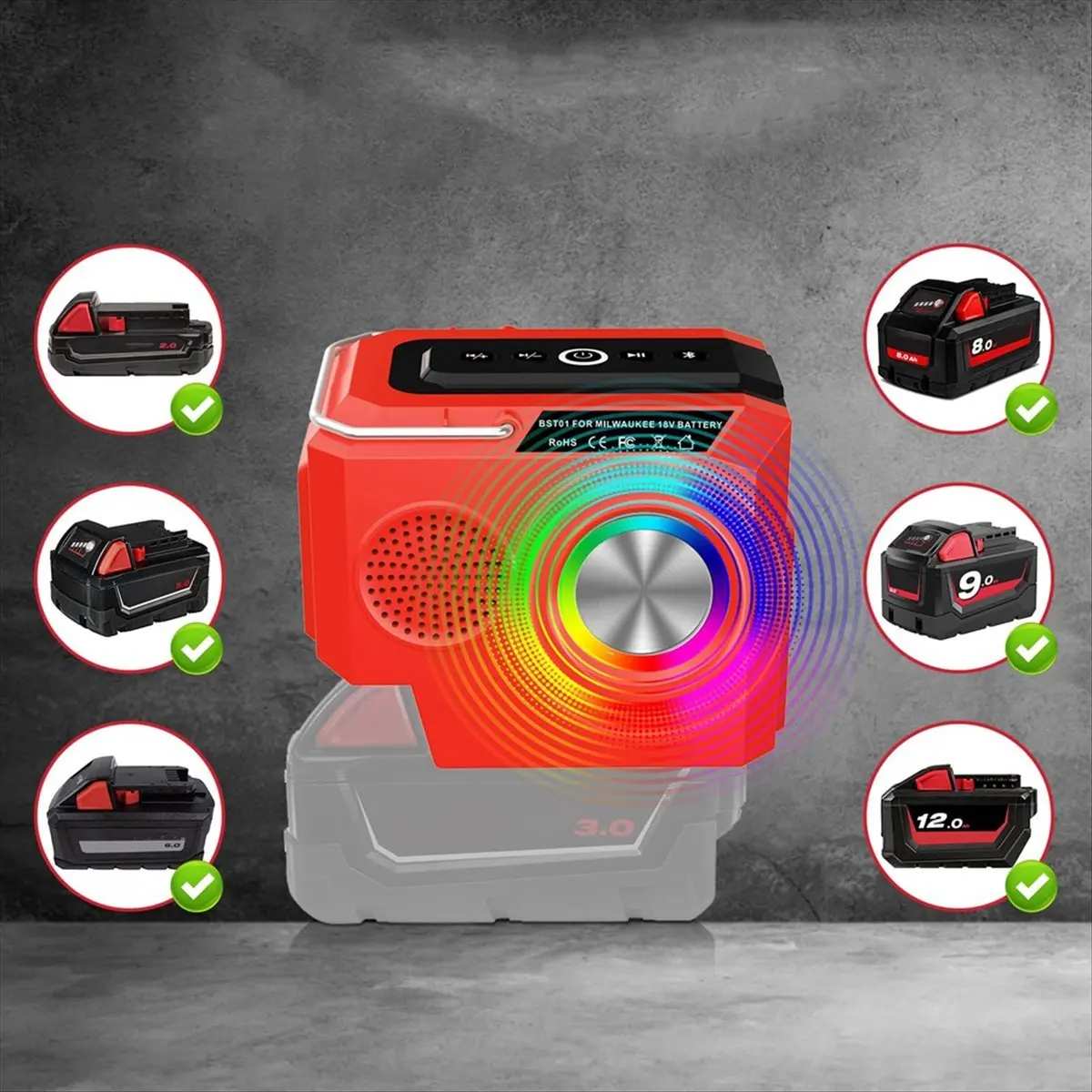 Portable Wireless Bluetooth Speaker for Batteries with USB Type-C Port Loudspeaker Amplifier for Camping Party