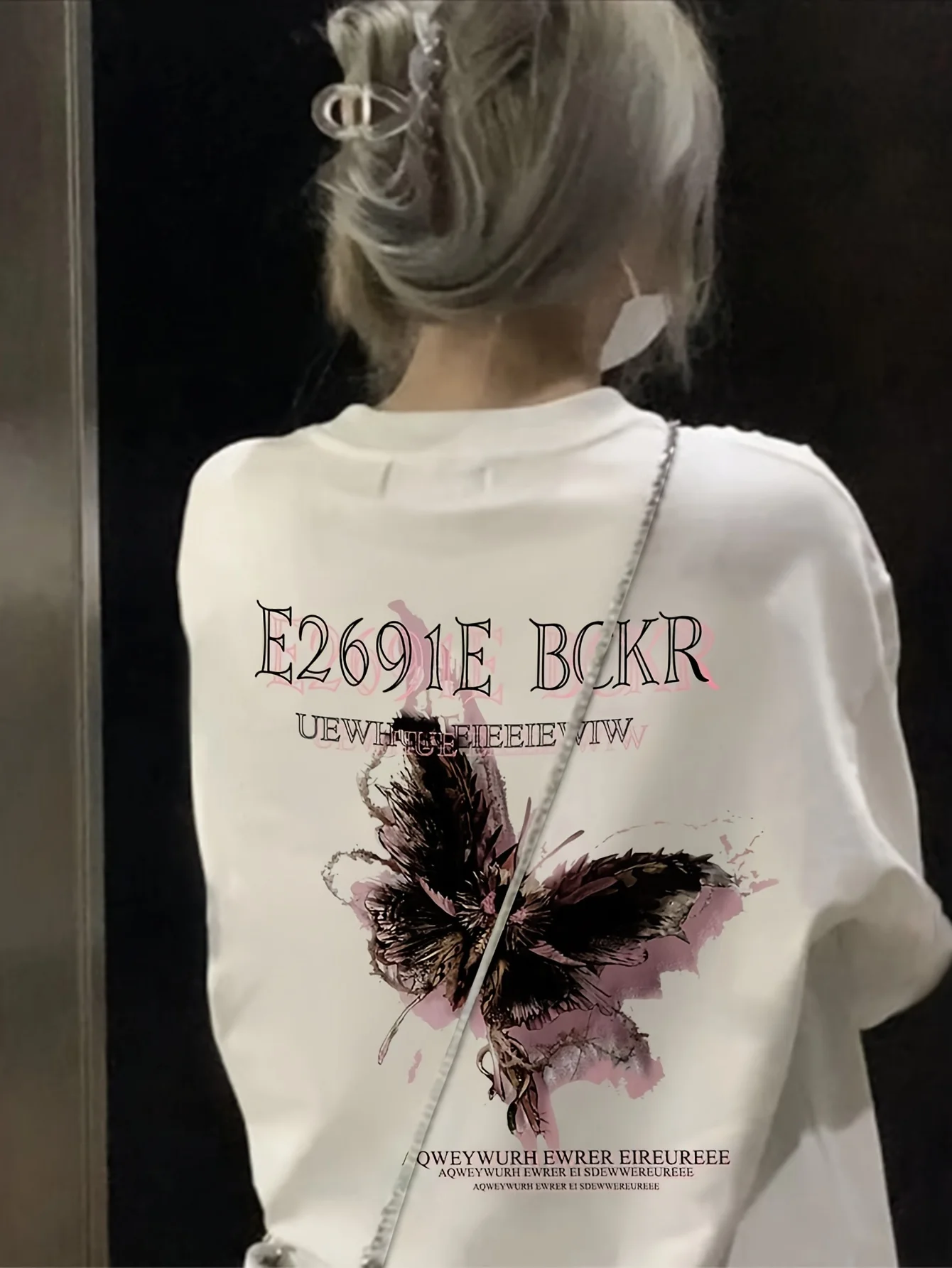 

Корейская модная женская футболка E2691E Bckr с принтом бабочки, хлопковые футболки, летние свободные топы с круглым вырезом, уличная повседневная женская одежда