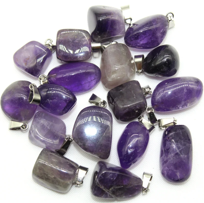 

Wholesale Natural Stone Pendant Amethyst Crystal Irregular Pendants For Jewelry Making Necklace Healing Chakra 36pcs/lot