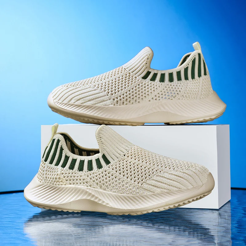 

Пара детских четырехсезонных сетчатых спортивных туфель, износостойкие и мягкие одноступенчатые слипоны для ленивых, размер 31-40, HL-333