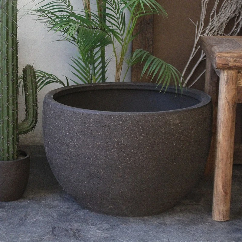 Large mouth pot, clay pot soil fish   water lily  flower  large diameter lotus pot large size Nordic style