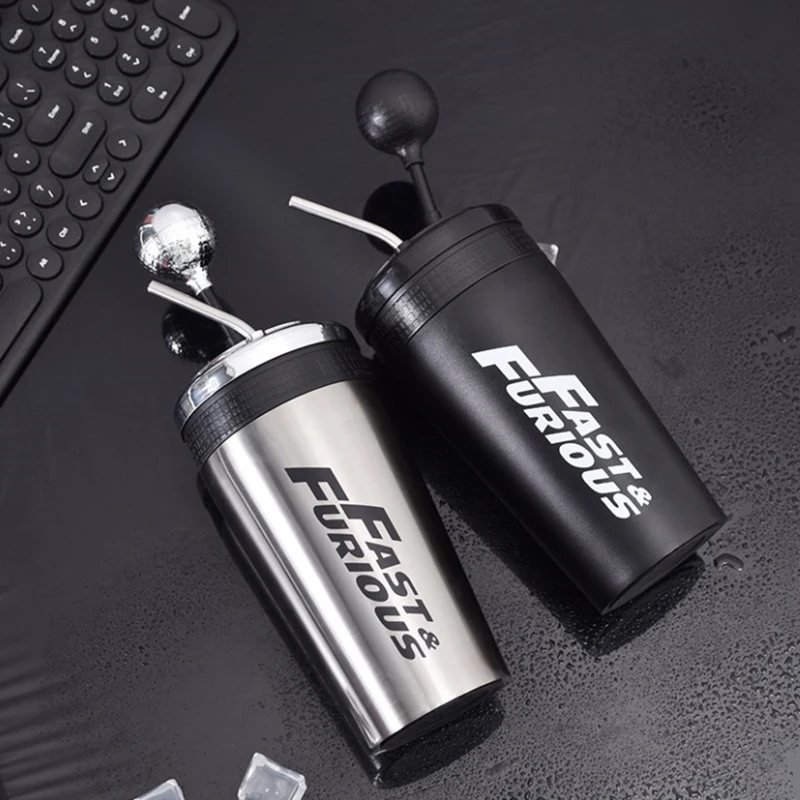 Stainless Steel Car Water Bottle with Straw Drink Bottle Fast and Furious 10 Thermos Cup with Lid Rocker Drinking Set 500ml