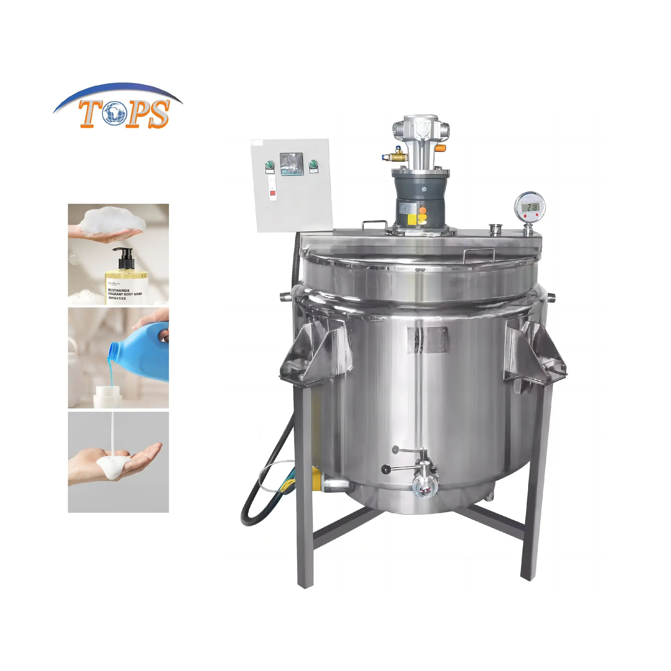 RoHSCertificate 3000L Homogenizing  Shampoo Soy Sauce Yogurt Stainless Steel Agitator Mixing Tank Industrial Agitator Mixer