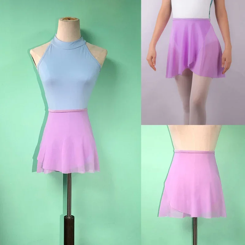 Falda de baile de Ballet para mujer, delantal de baile de red para chicas mayores, vestido de leotardo elegante, Falda de baile de ejercicio de Ballet, novedad de 2024