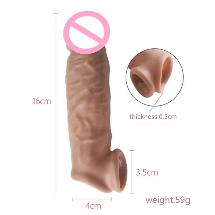 Penis Sleeve Condoms Reusable Penis Extender Sleeve Sex Products For Men Ultra Thin Condom Delay Ejaculation Penis Enlargement