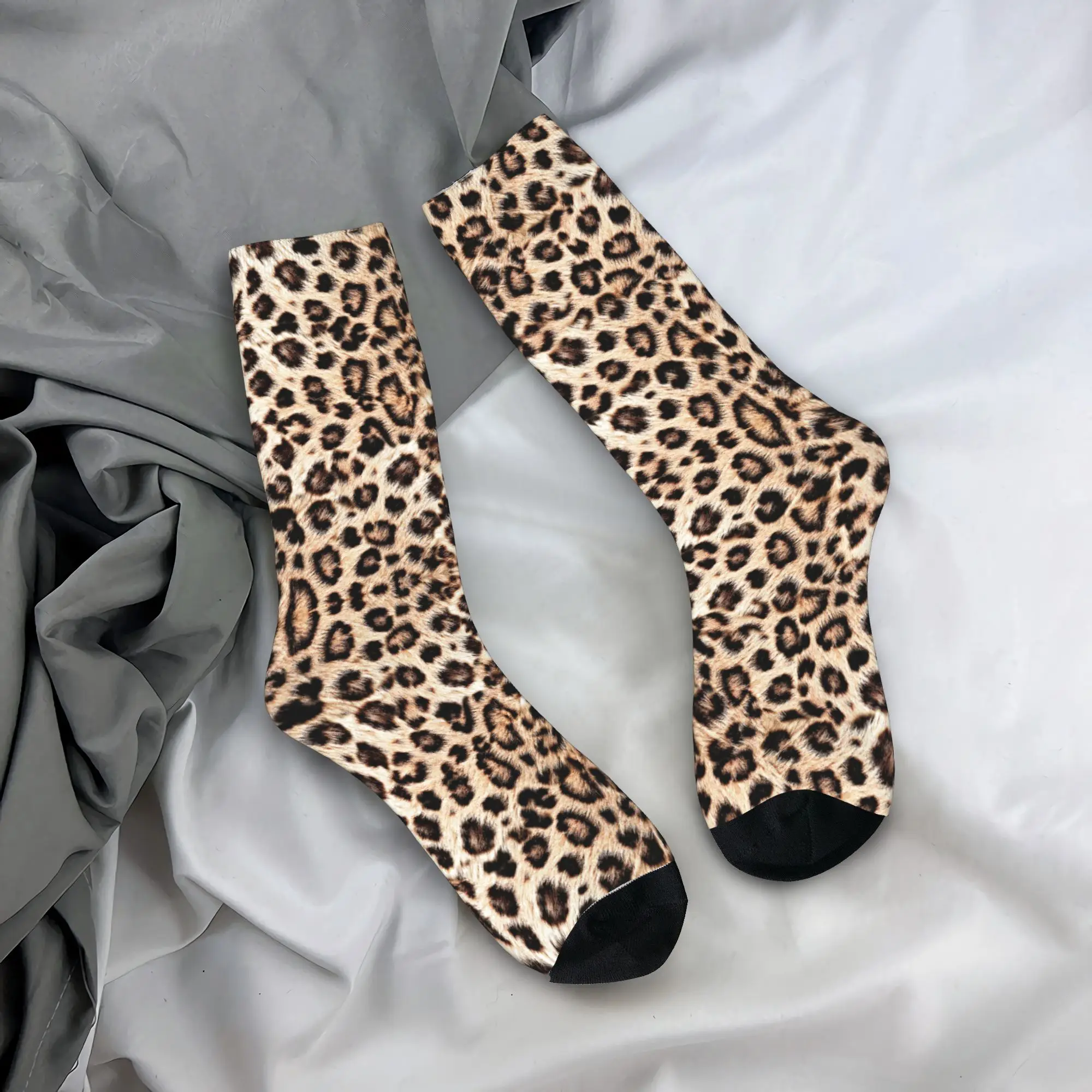 

Custom Cool Leopard Print Socks Men Women Warm 3D Printing Animal Skin Sports Football Socks