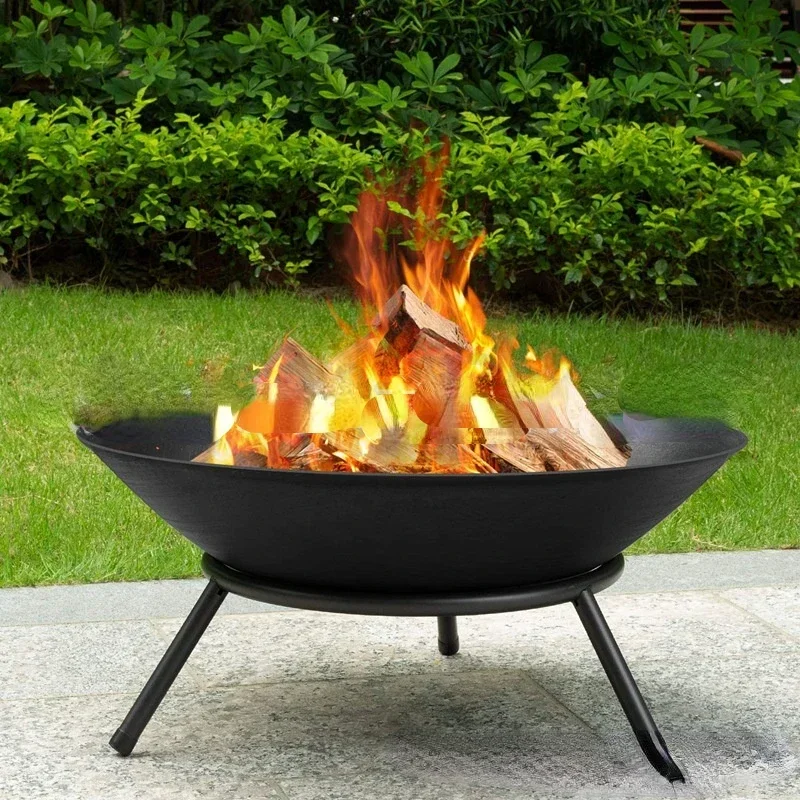 Steel Large Fire Bowl Cast Iron Firepit Garden Fireplace Outdoor Fire Pit for Garden Patio Terrace Camping Heating