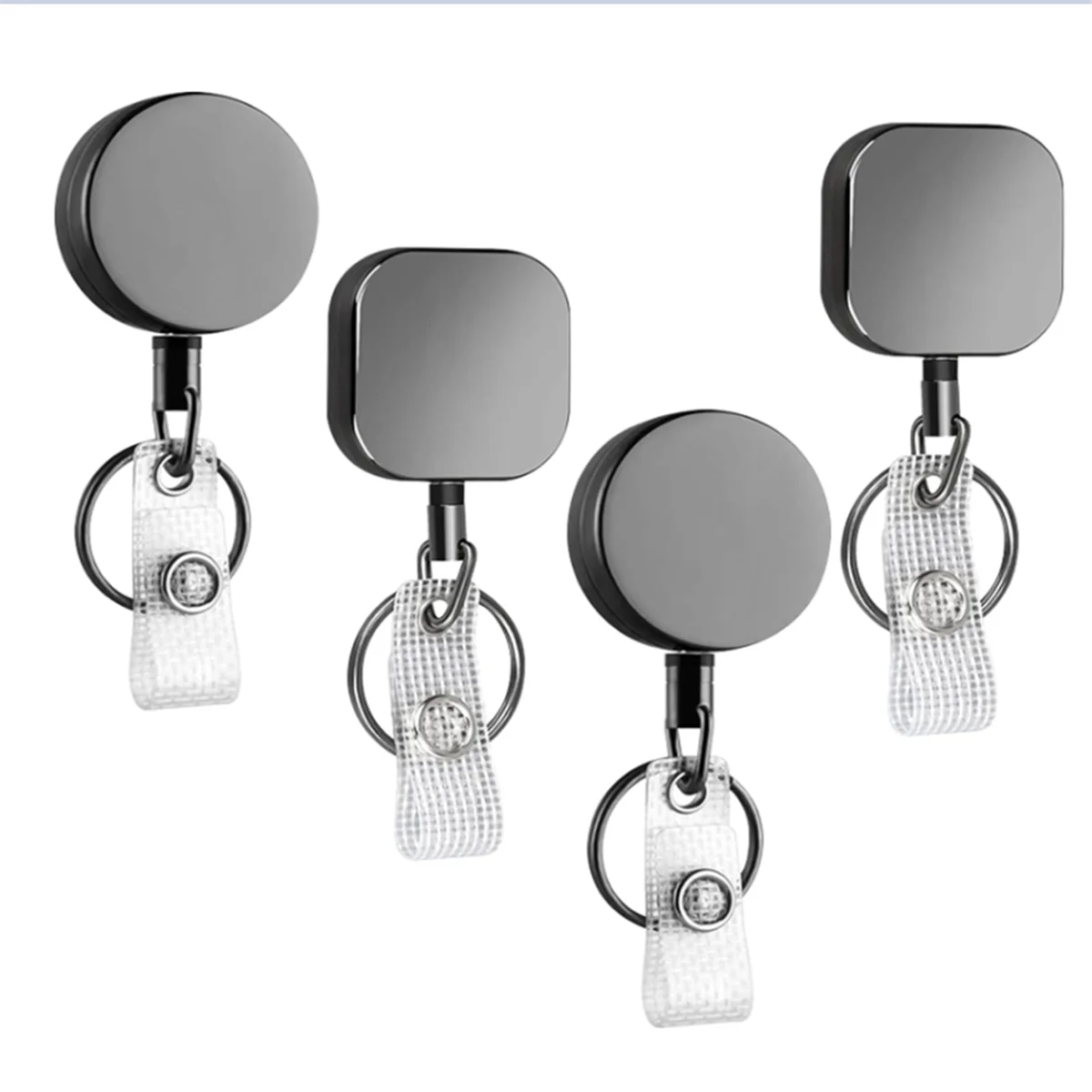 

AB7-4 Pack Heavy Duty Выдвижной держатель бейджа, металлический держатель бейджа с зажимом для ремня Брелок для ключей для именной карты Брелок