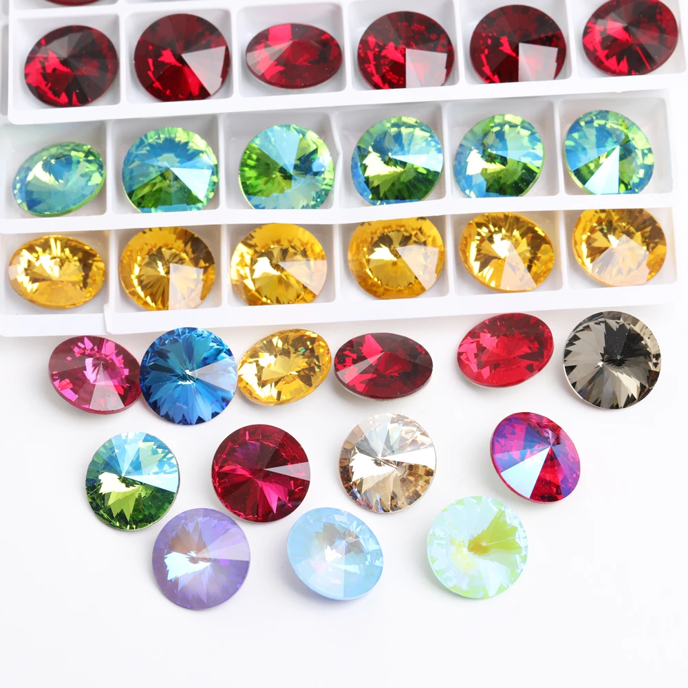 18mm 1122 Rivoli Rhinestones Glitter Pointback Rhinestones Art Crafts Supply Charms K9 Glass Strass Jewelry Making Rhinestones