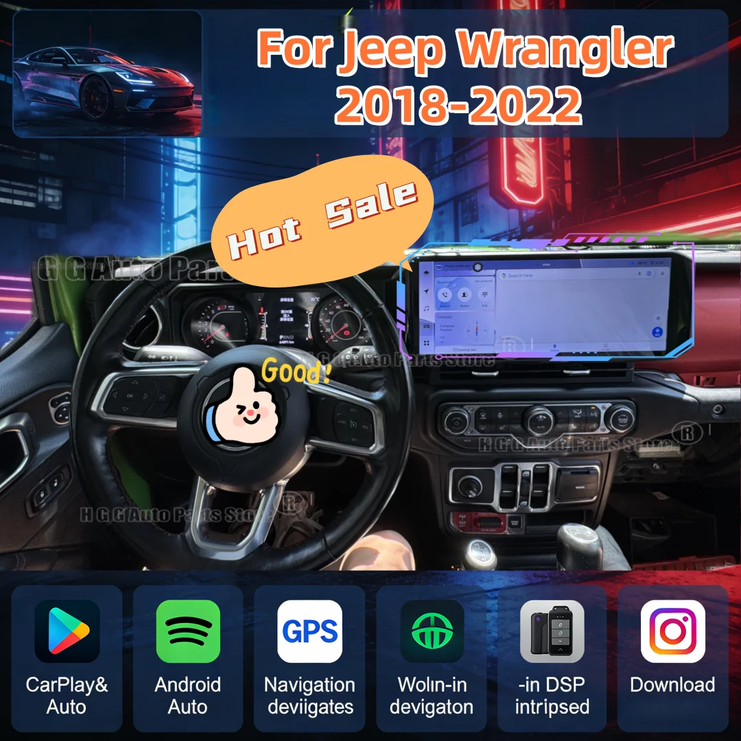 

15" QLED Screen For Jeep Wrangler 2018-2022 Android Wireless CarPlay Stereo GPS Navigation Car Radio Multimedia Player 4G WIFI