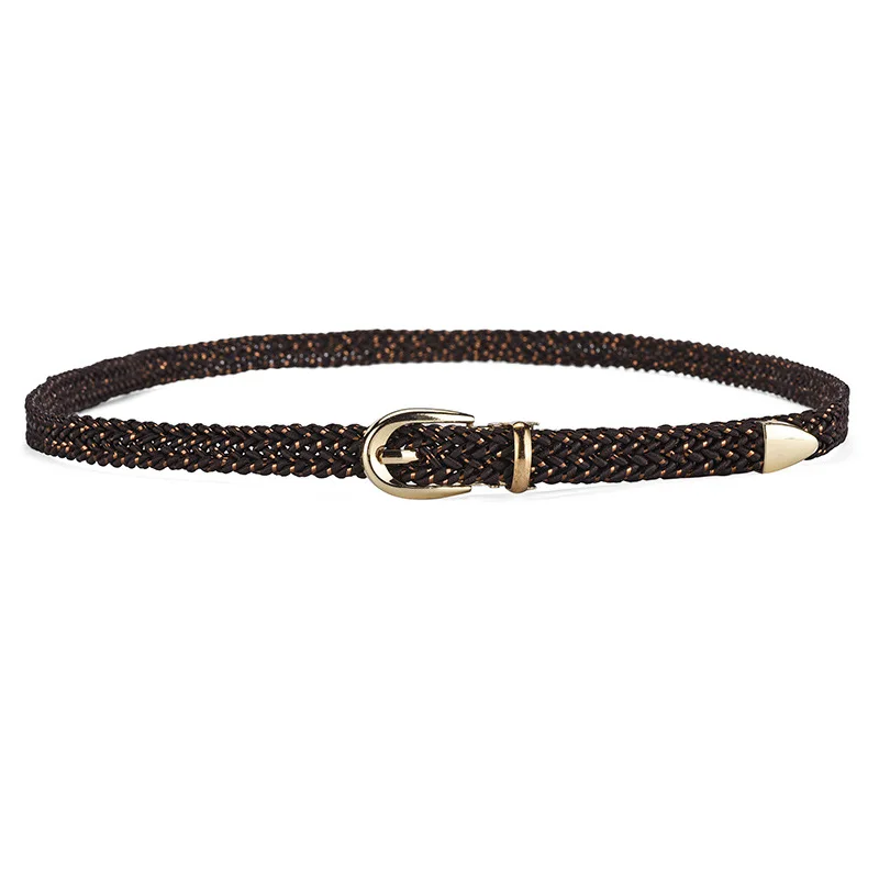 الملونة البوليستر مضفر المرأة رقيقة حزام Y2k الفتيات فستان الجينز اكسسوارات حزام القوطي الرجعية الذهب دبوس مشبك حزام الخصر #3