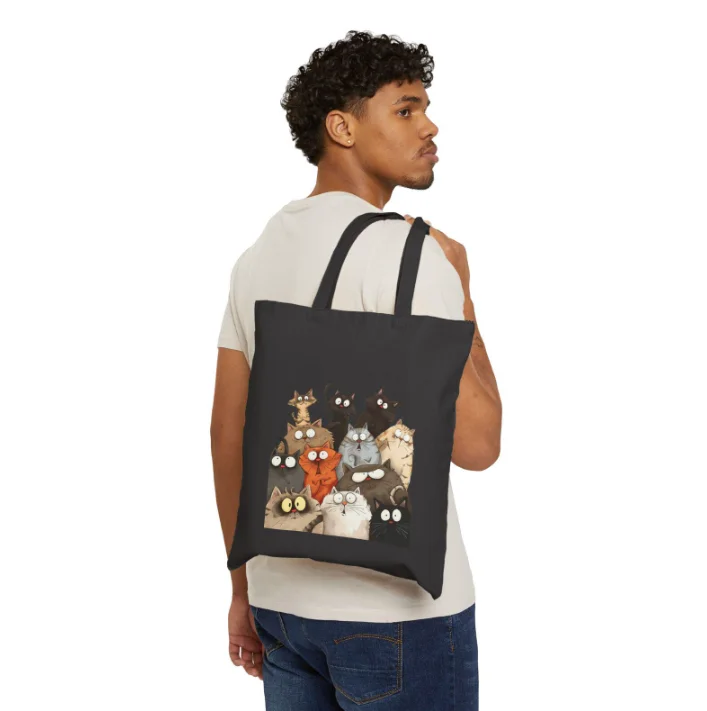 Cat Lover Tote Bag Versatile Minimalist Canvas Shoulder Bag for Men Women Cute Casual Reusable Shopping Handbag Fashionable