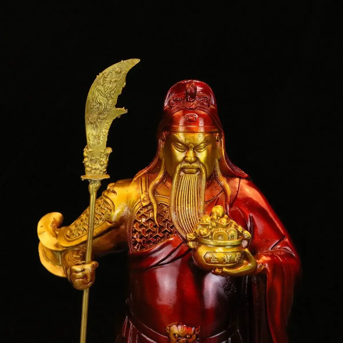 Feng Shui Inviting Wealth Pure Copper Guan Yu Statue of God of Wealth Guan Gong Living Room Store Ornaments