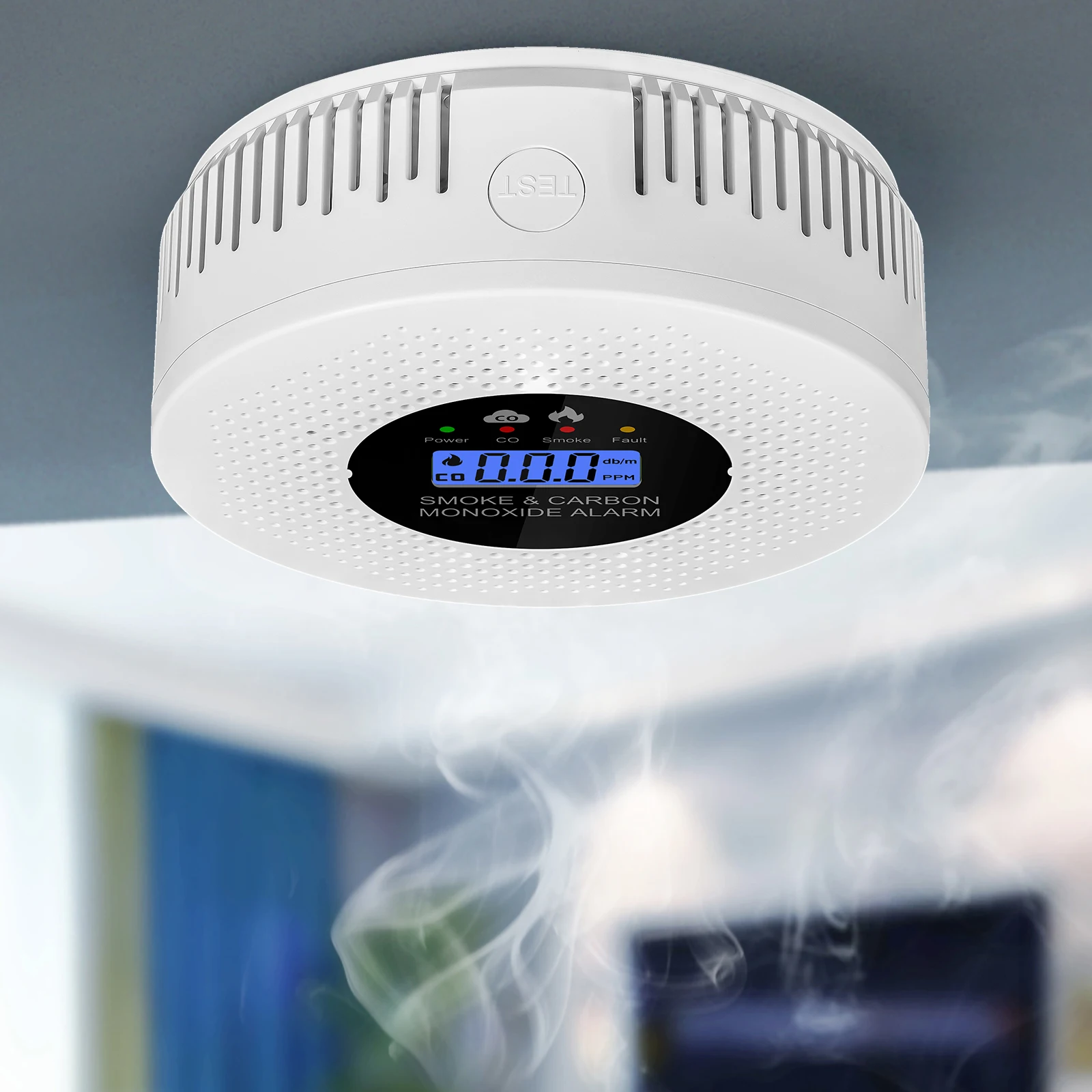 

NEW 2-in-1 Smoke and Carbon Monoxide Detector CO Alarm with LCD Display Smoke Detector Battery Powered for Home Hallways Bedroom