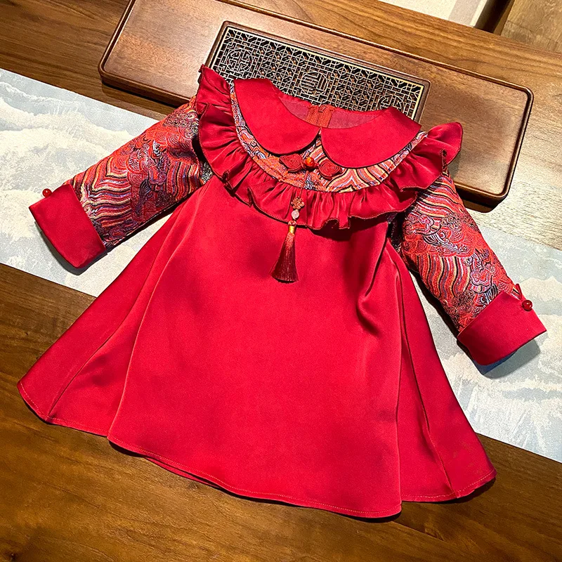 Girls' Summer Dress2024New Western Style Children's Summer Clothing Little Girl Cheongsam Princess Dress Children's Skirt Summer