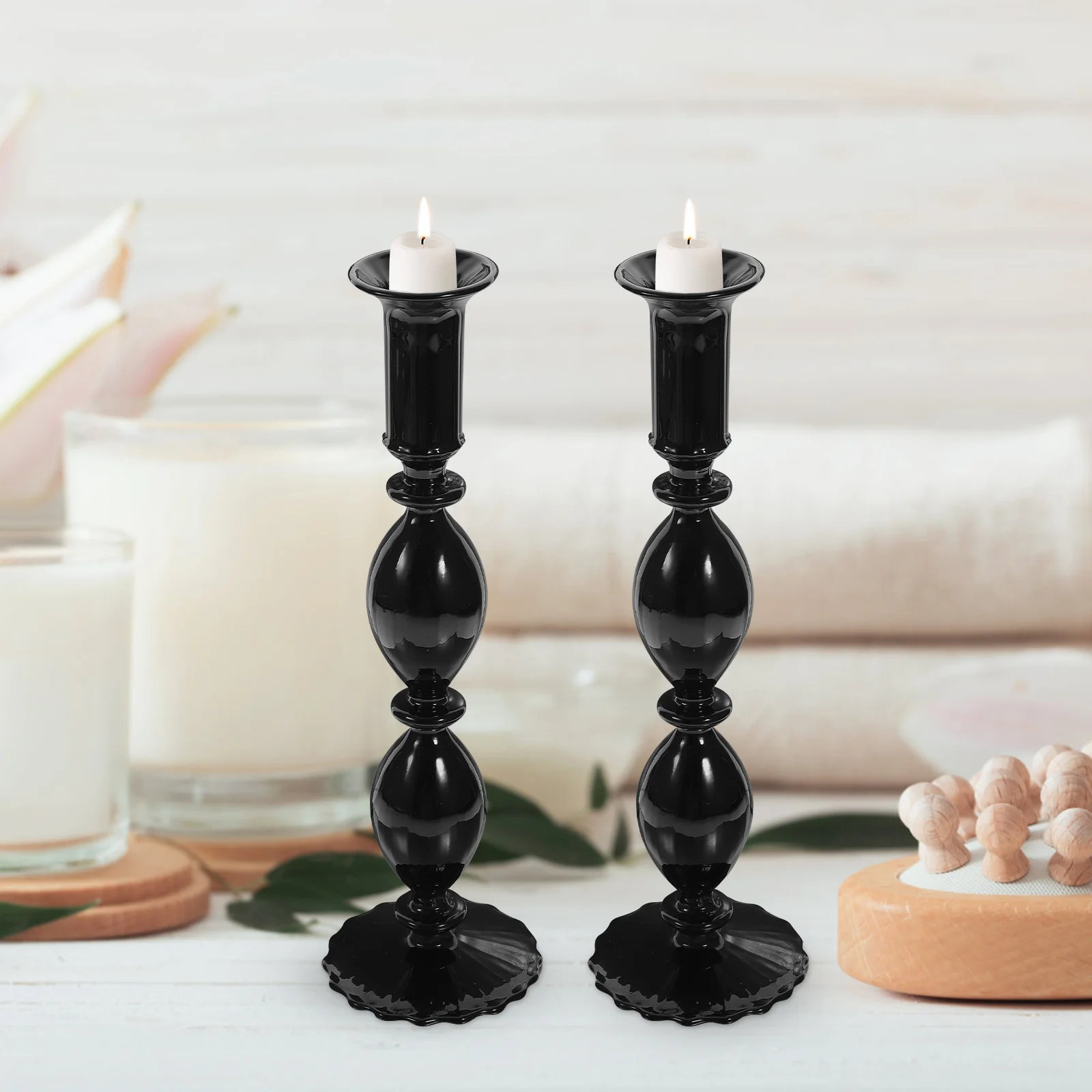 

2Pcs Glass Cylinder Holder Romantic Decorative Candlestick for Dining Table Wedding Party Decor Glass Holder