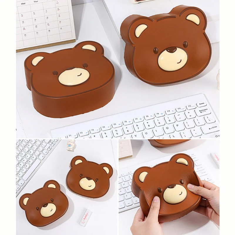 New Simulation Small Bear Cake PU Soft Slow Rebound Toys Kids Stress Relief Toys Cartoon Cute Bear Cake Pinch Music Fidget Toys