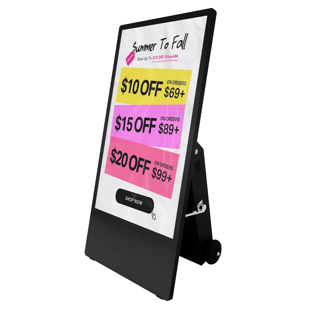 

55 Inch Outdoor Waterproof Portable Battery Powered Rechargeable Advertising Screen LCD Digital Signage Display Store Welcome