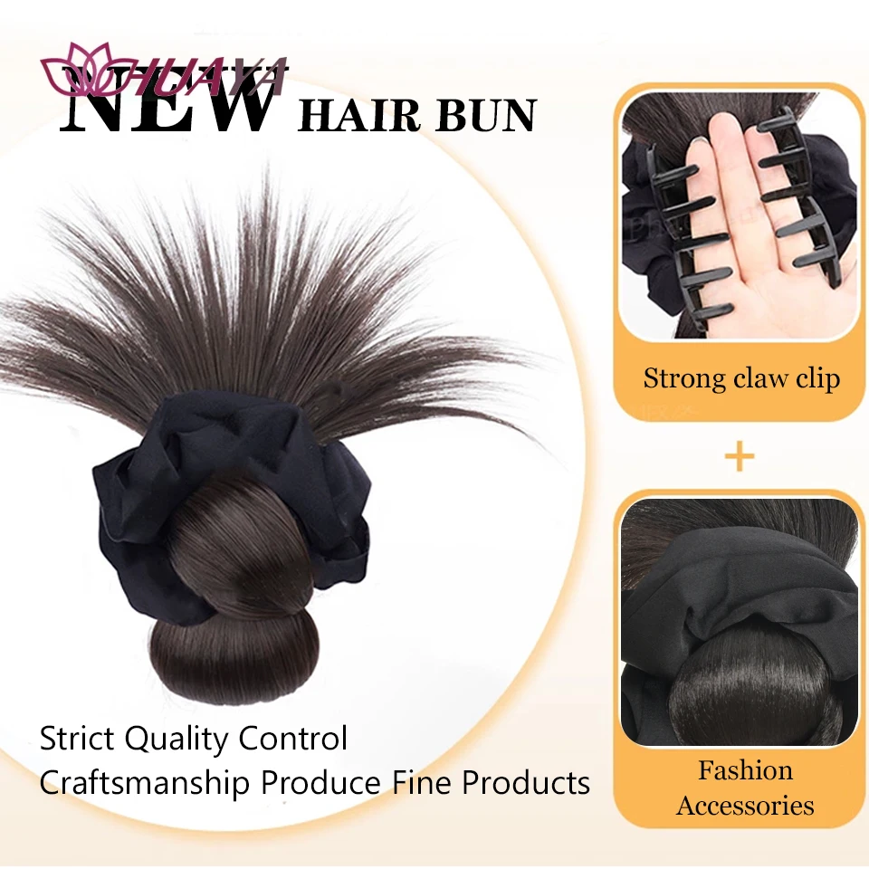 Synthetic Chignon Claw Clip in Hair Piece Straight Fake Hair Bun Ponytail Extensions Scrunchie Hairpieces for Women