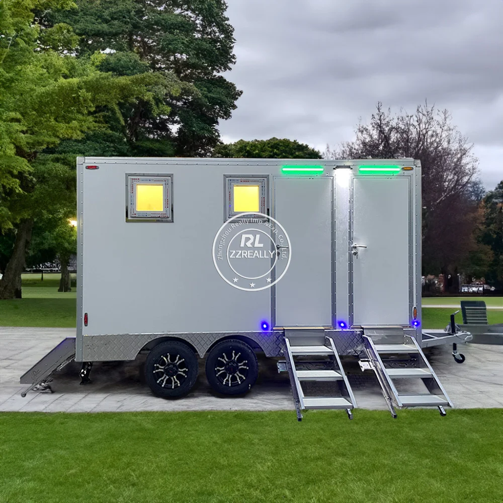 4 Room Portable Toilet and Shower Portable Toilet Restroom Trailer for Rentals and Events