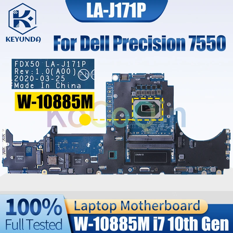 

LA-J171P For Dell Precision 7550 Notebook Mainboard W-10885M i7-10750H i7-10850H 01CFGW 04JGVR Laptop Motherboard Full Tested