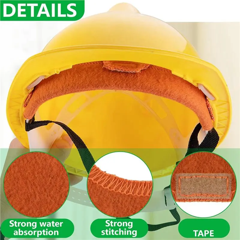 Hard Hat Sweatband- Cotton Washable Hard Hat Self Adhesive Sweat Band Liner Reusable Hard Hat Helmet Sweat Pads 48PCS-Y41A