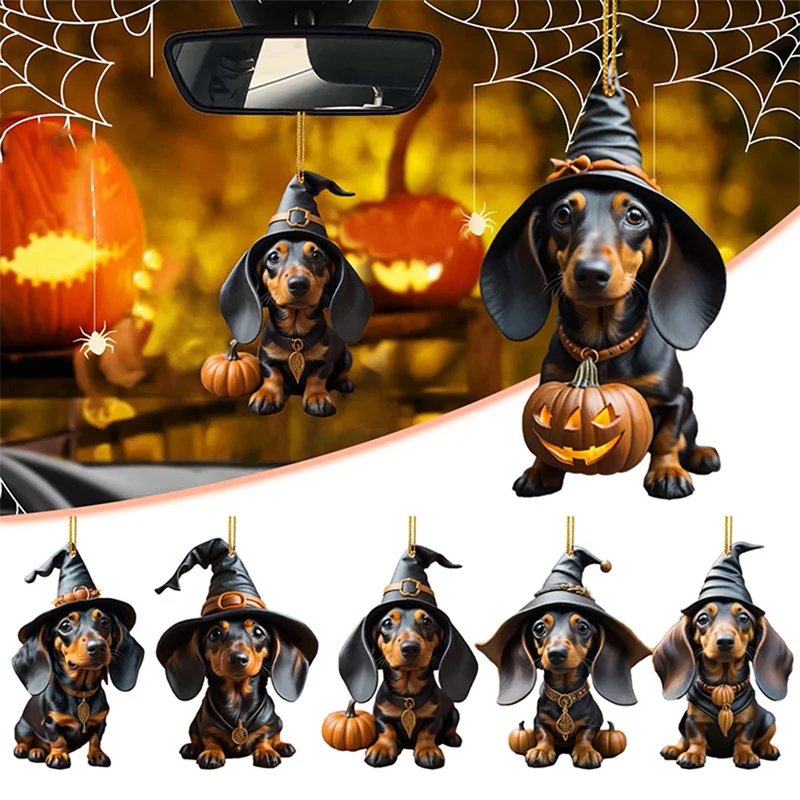 Halloween Christmas Cartoon Dog Pendant Keychain Xmas Tree Drop Ornaments Kids Gifts Car Backpack for Home Office Decoration