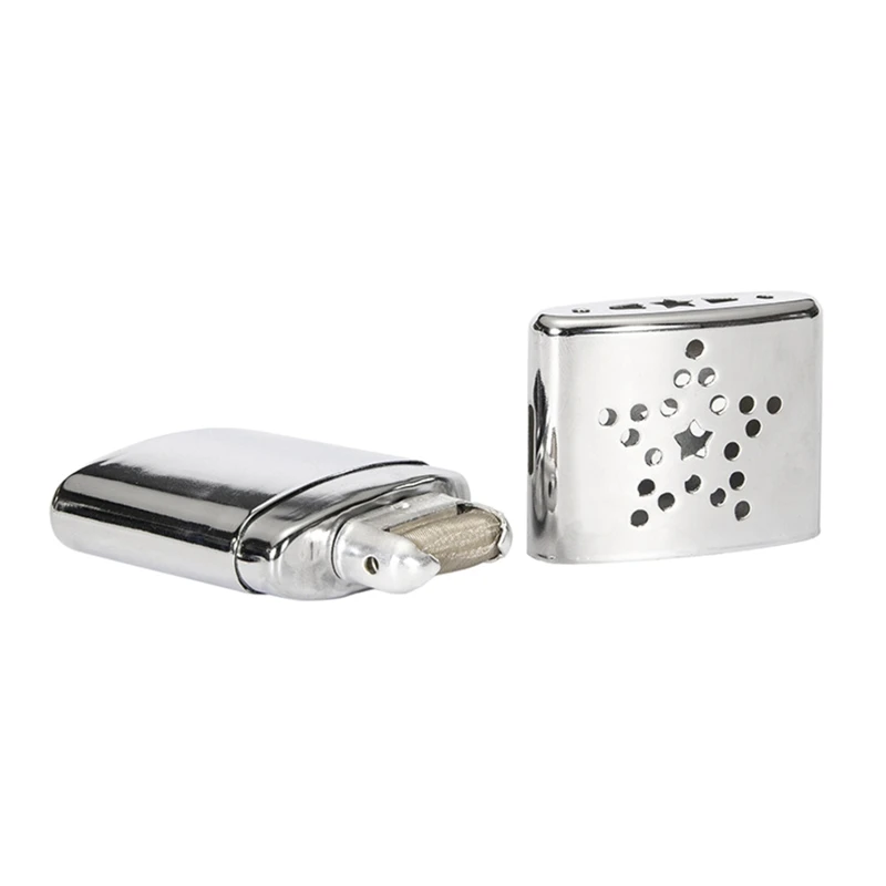 Mini calentador bolsillo recargable, calentador manos reutilizable, pequeño calentador aleación Zinc para quemador