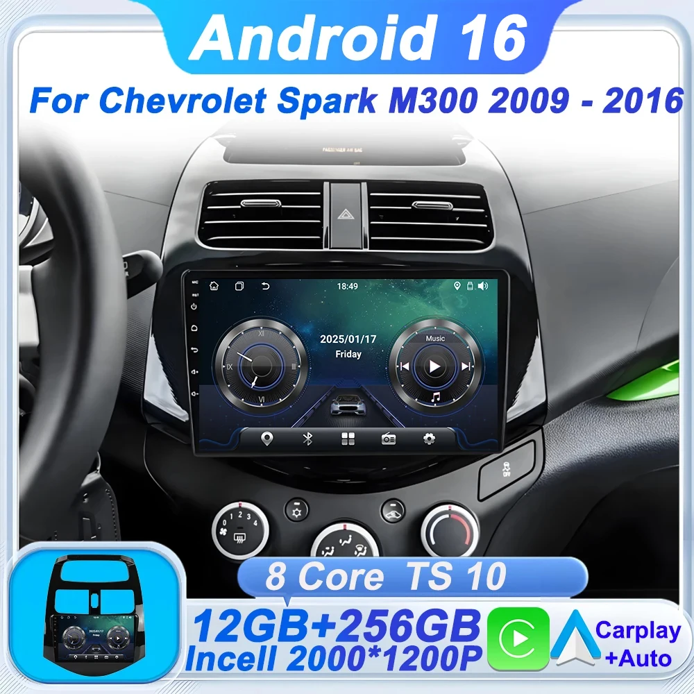 

Для Chevrolet Spark Beat Matiz Creative 2010-2014: Автомагнитола Android 16 с Carplay, мультимедийный видеоплеер, головное устройство с GPS и Bluetooth