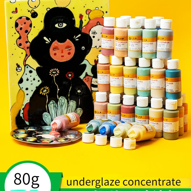 

80g Non-toxic Ceramic Underglaze Children's DIY Pottery Hand-painted Dyeing Concentration Medium Temperature Color Agent