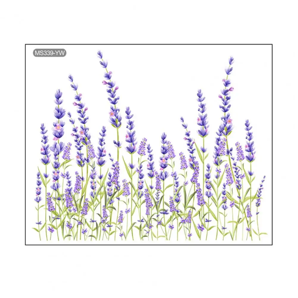 Lavender Flower Toilet Sticker Removable Self-adhesive Waterproof PVC Bathroom Wall Art Decoration Decal Home Supplies