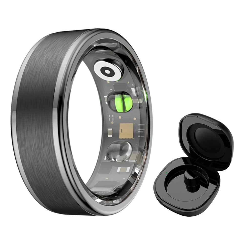 

Смарт-кольцо для мужчин и женщин, монитор сердечного ритма здоровья, 5 АТМ, водонепроницаемый, несколько спортивных режимов, фитнес-трекер, умное кольцо с чехлом для зарядки