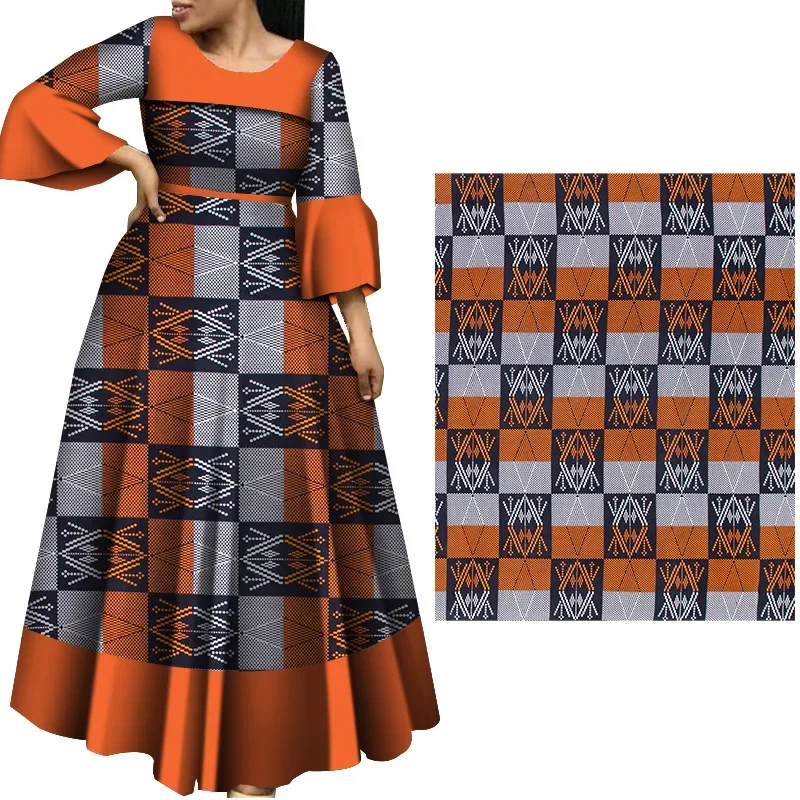 Tela africana con estampado de cera Real, Material de algodón Ankara de alta calidad, vestido de patio, 6 yardas, 2024