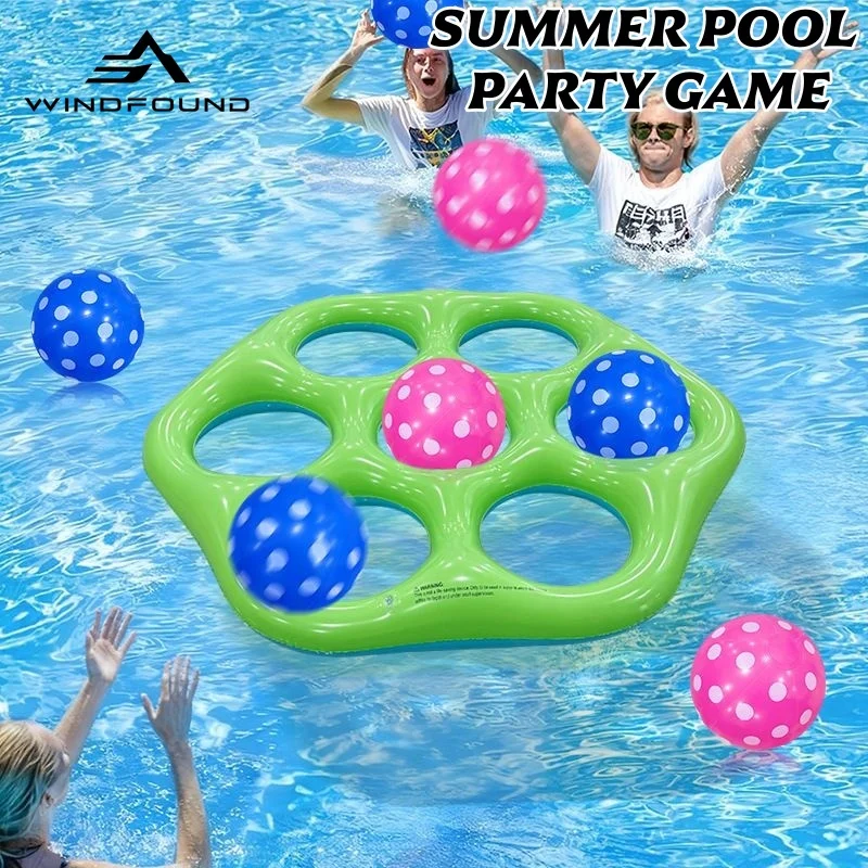 Inflatable Hexagon Ring Toss Pool Toy PVC Floating Water Game Set for Family Interactive Summer Outdoor Beach Party Toys