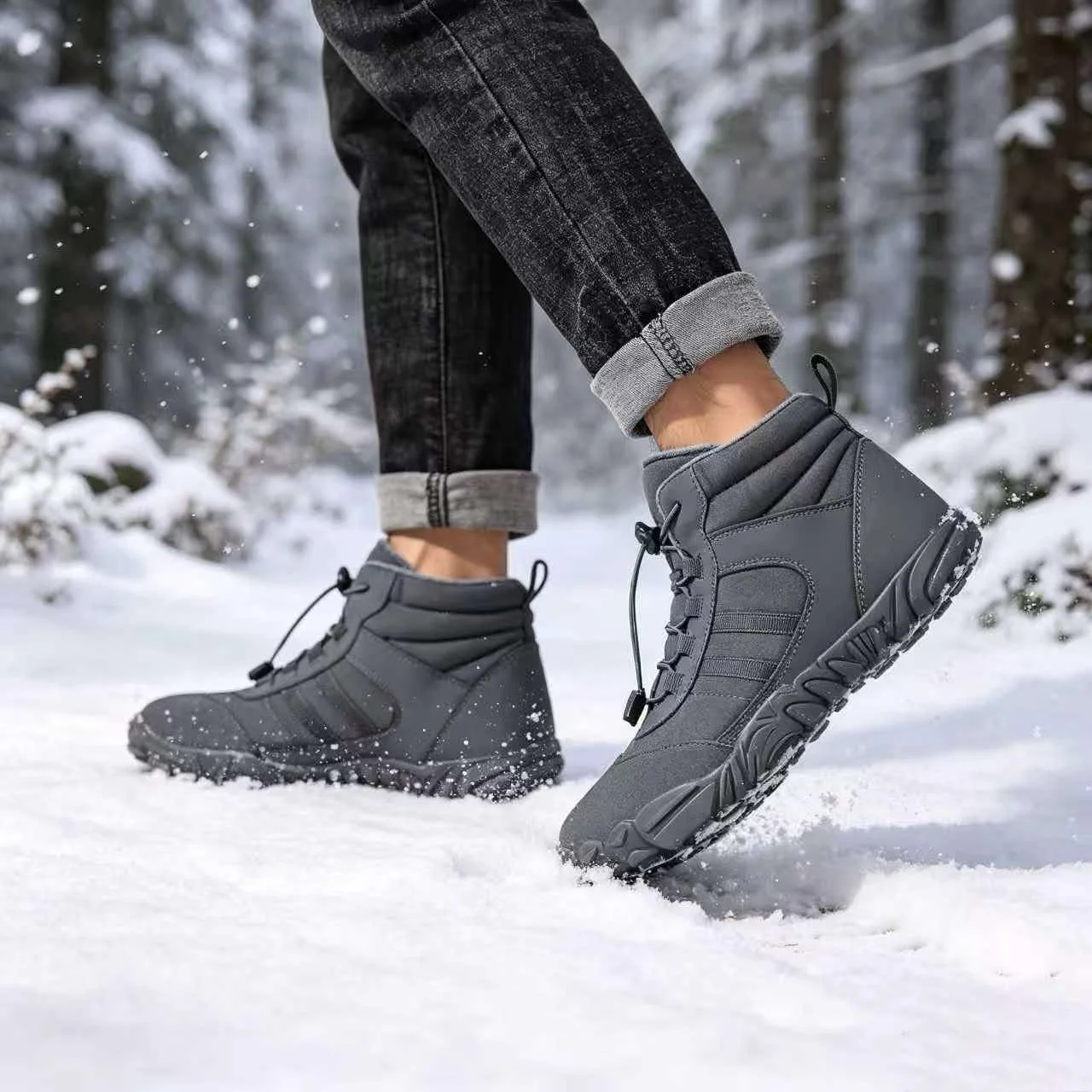 Botas de nieve para hombre, impermeables, con forro de felpa, botines hasta el tobillo, suela de goma antideslizante, ideales para actividades al aire libre, senderismo, esquí, calzado de invierno cálido para hombre.