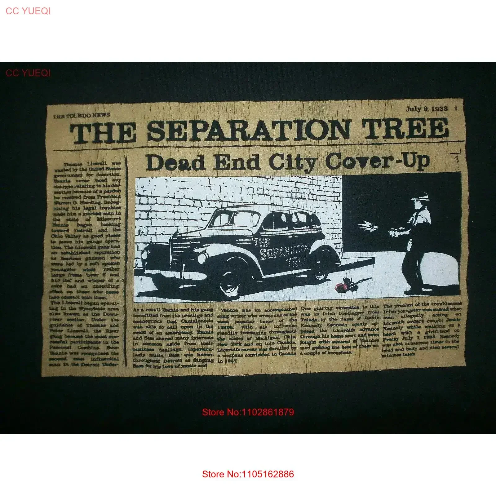 Camiseta de concierto de árbol de SEPARACIÓN Dead End City Cover Up Toledo Ohio Band XL vintage lavado Unisex moda homme versátil