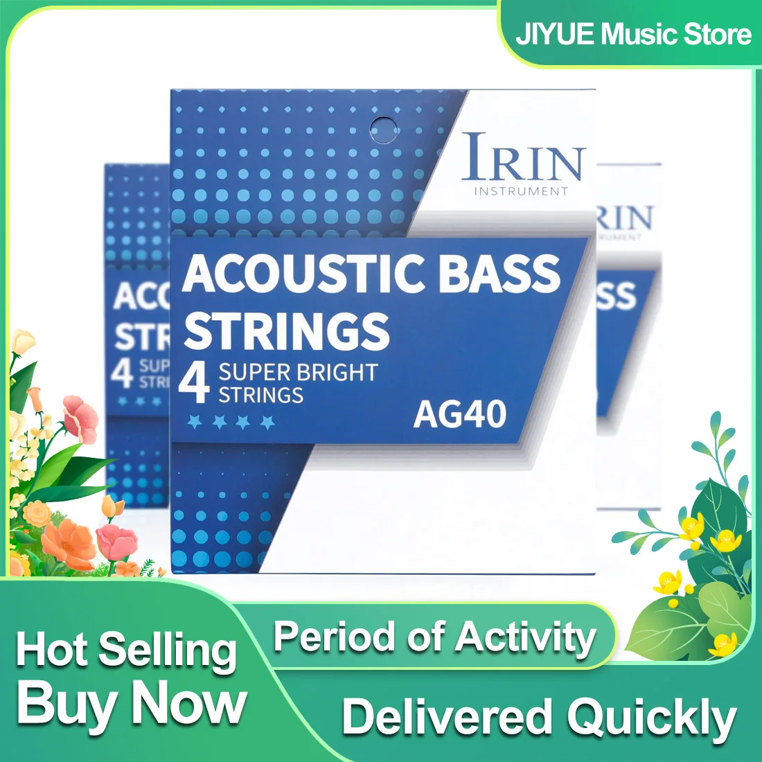 IRIN AG40 Acoustic Bass Strings 4 Strings Hexagonal High Carbon Steel Core Red Copper Wound Silver Ball-End Guitar Accessories