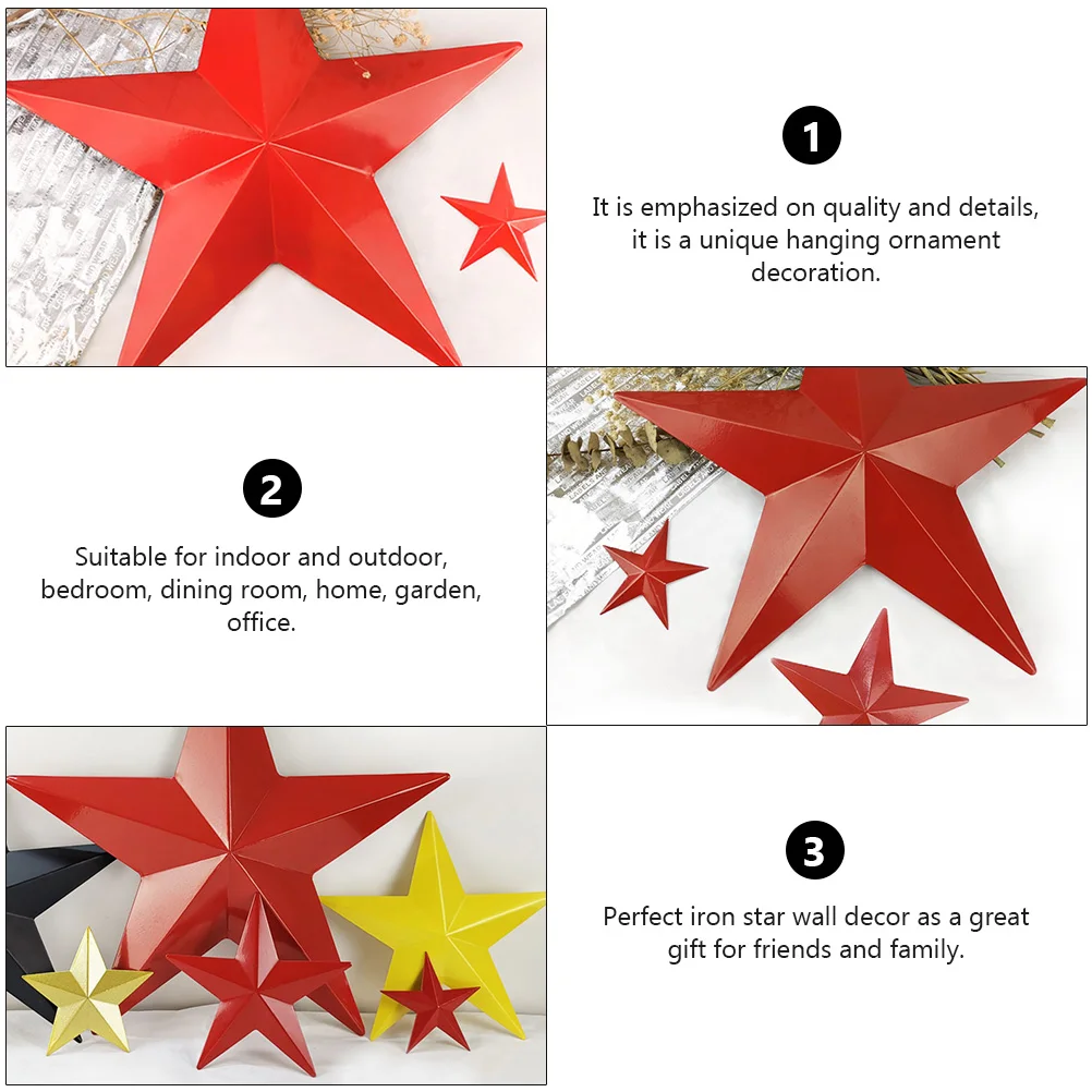 

Christmas Decor Iron Five-pointed Sculpture Wall Decoration Hanging Vintage Decorative Scuplture Red Ornament Large