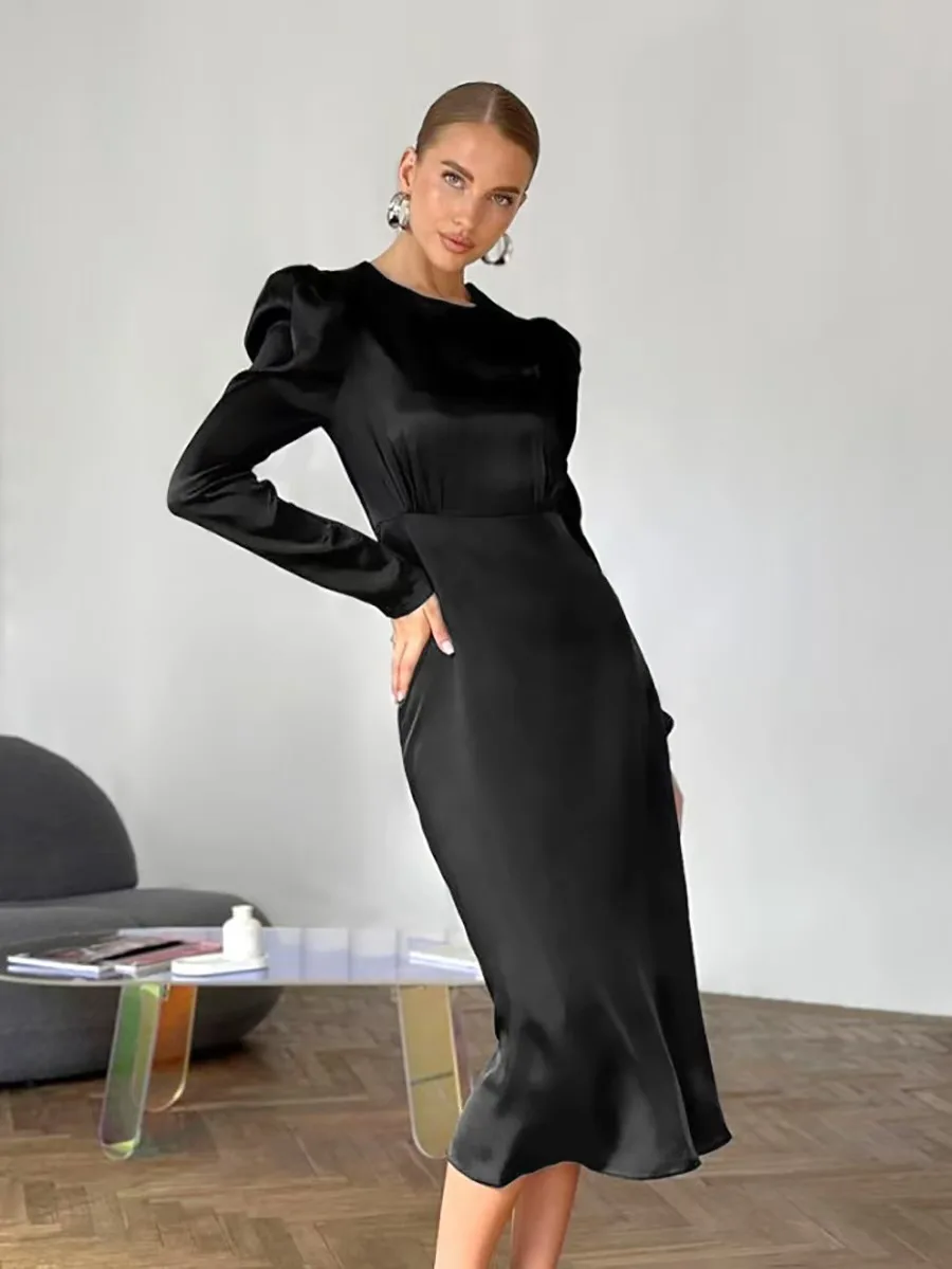 مثير فقاعة الساتان Sve جولة Ne الدكتور ماتي اللون الخريف عالية الخصر ألف خط تنورة طويلة Sve ort Dr تخفيف Sle