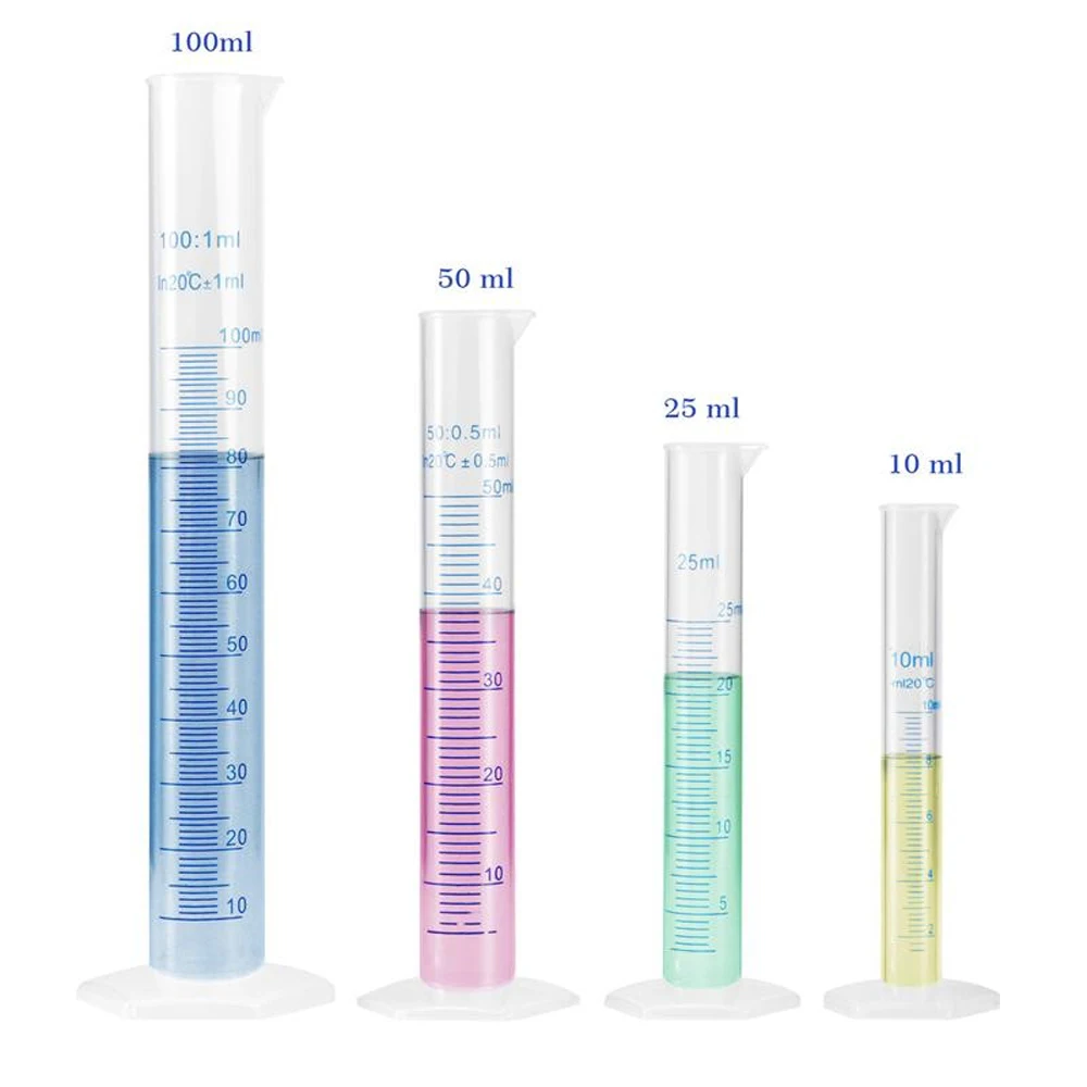 Tubo de ensayo de cilindro graduado de plástico de medición transparente de fondo hexagonal, suministros de laboratorio, herramienta de laboratorio, 1PC