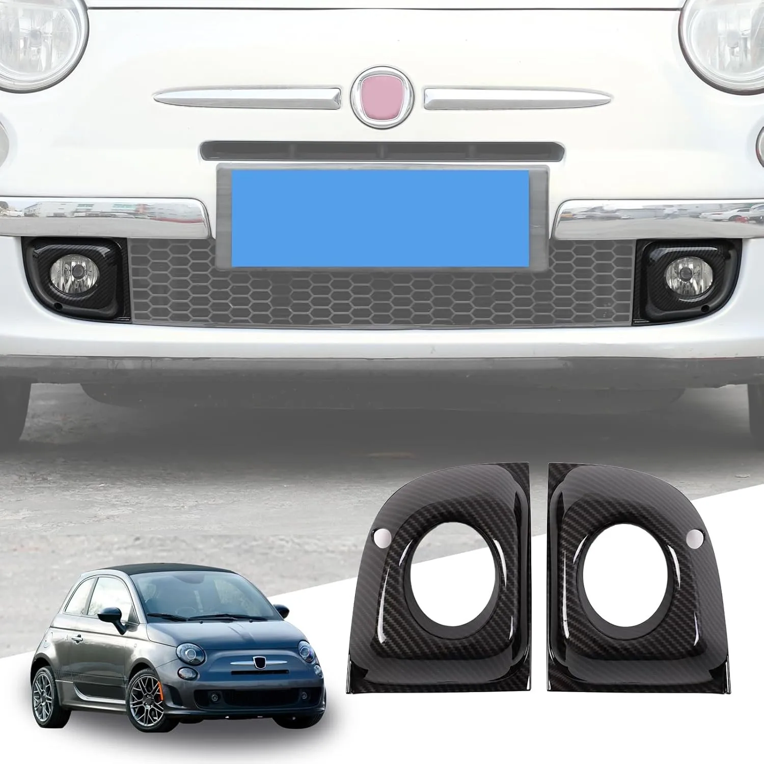 2PCS ABS Sport Red Car Front Fog Light Cover For Fiat 500 2011 2012 2013 2014 2015 Fog Lamp Decorative Accessories Trim