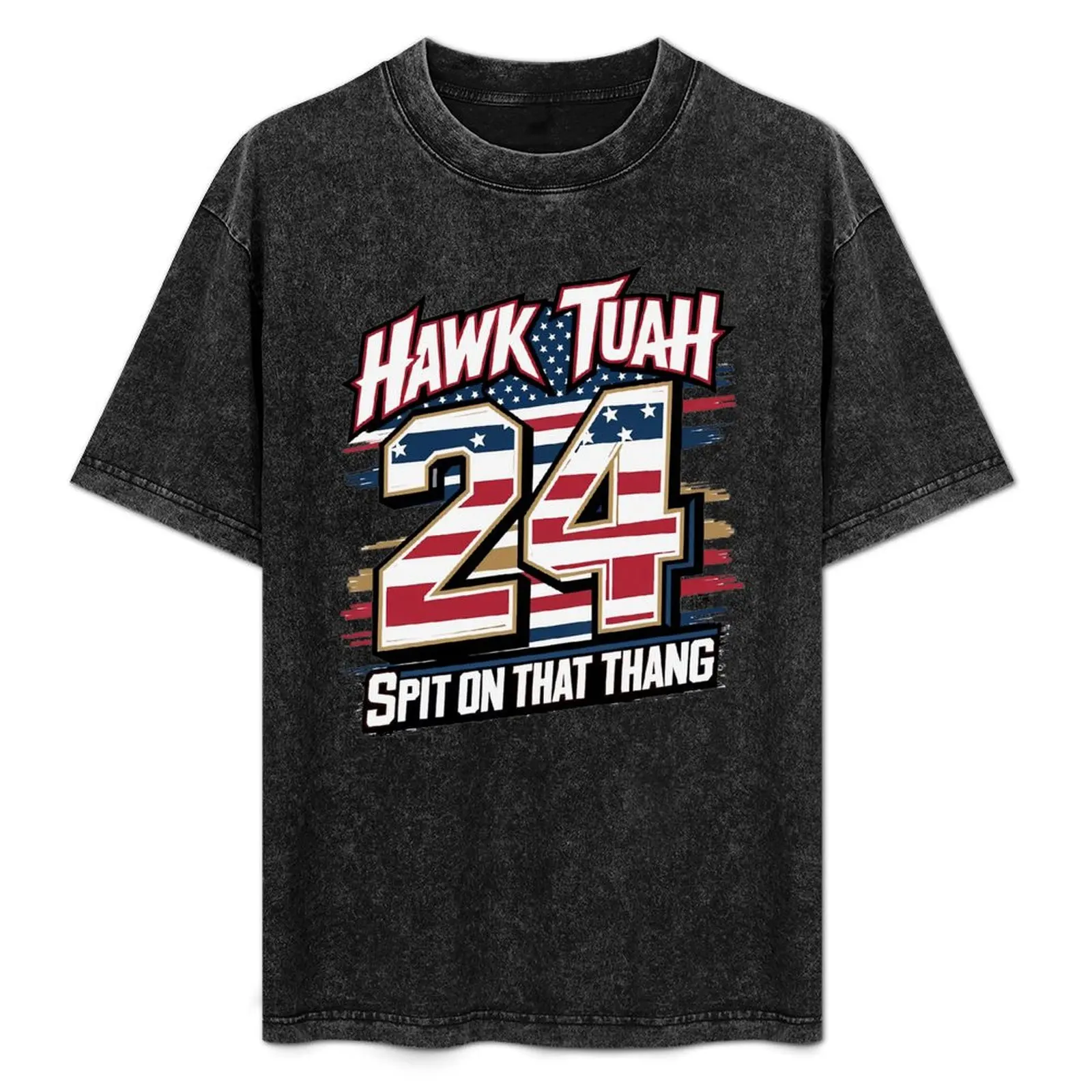 

Hawk Tuah 2024 Spit on That Thang Crewneck Short Sleeve Washed Tshirt Men Summer Punk Gothic 2024 New Retro StreetTrend Tops