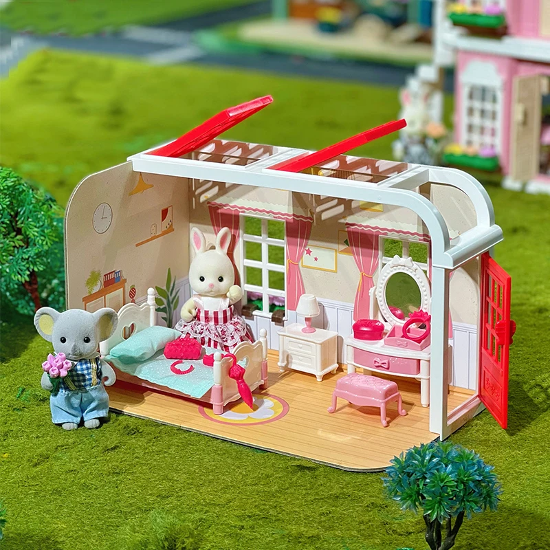 

DIY Doll Houses Miniature Home Room Bedroom Kitchen Flower Shop Mini Dollhouse Girl Pretend Play Toys For Children 3-7 Years