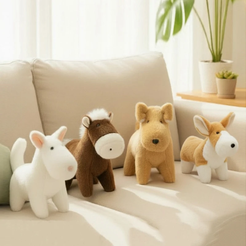 

New Cute Pet Corgi Dog Plush Toy Kawaii Golden Retriever & Fox Terrier Dog Doll Chibi-style Cartoon Pony Stuffed Toy Desk Decor