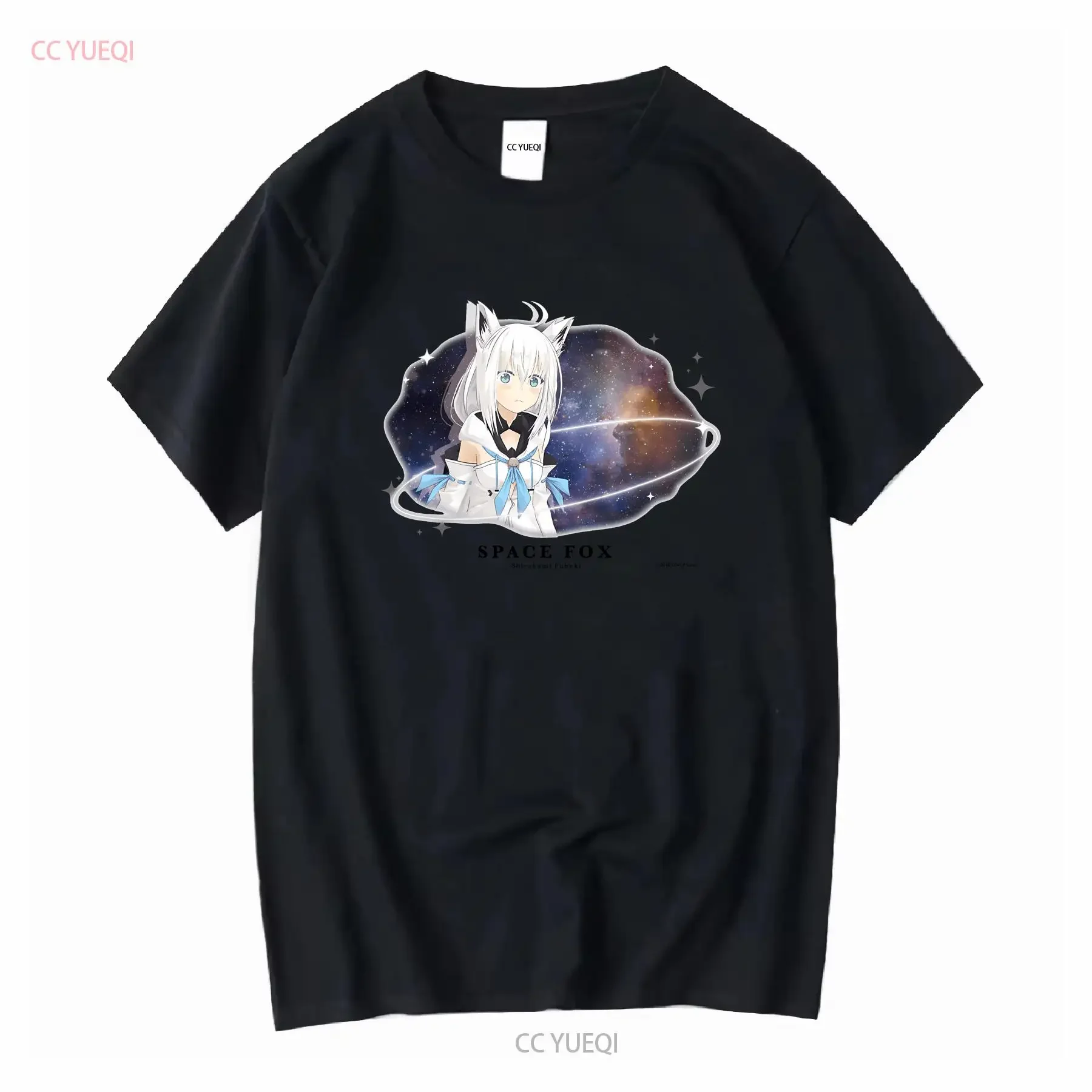 Hololive Shirakami Fubuki Virtual Youtuber camiseta blanca talla L Japón limitada vintage lavado Casual gráfico estirado ligeramente
