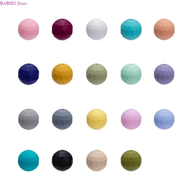 

C9GB 20pcs Soft Silicone Beads Necklace Beads set for Baby Pacifier Clip & chain