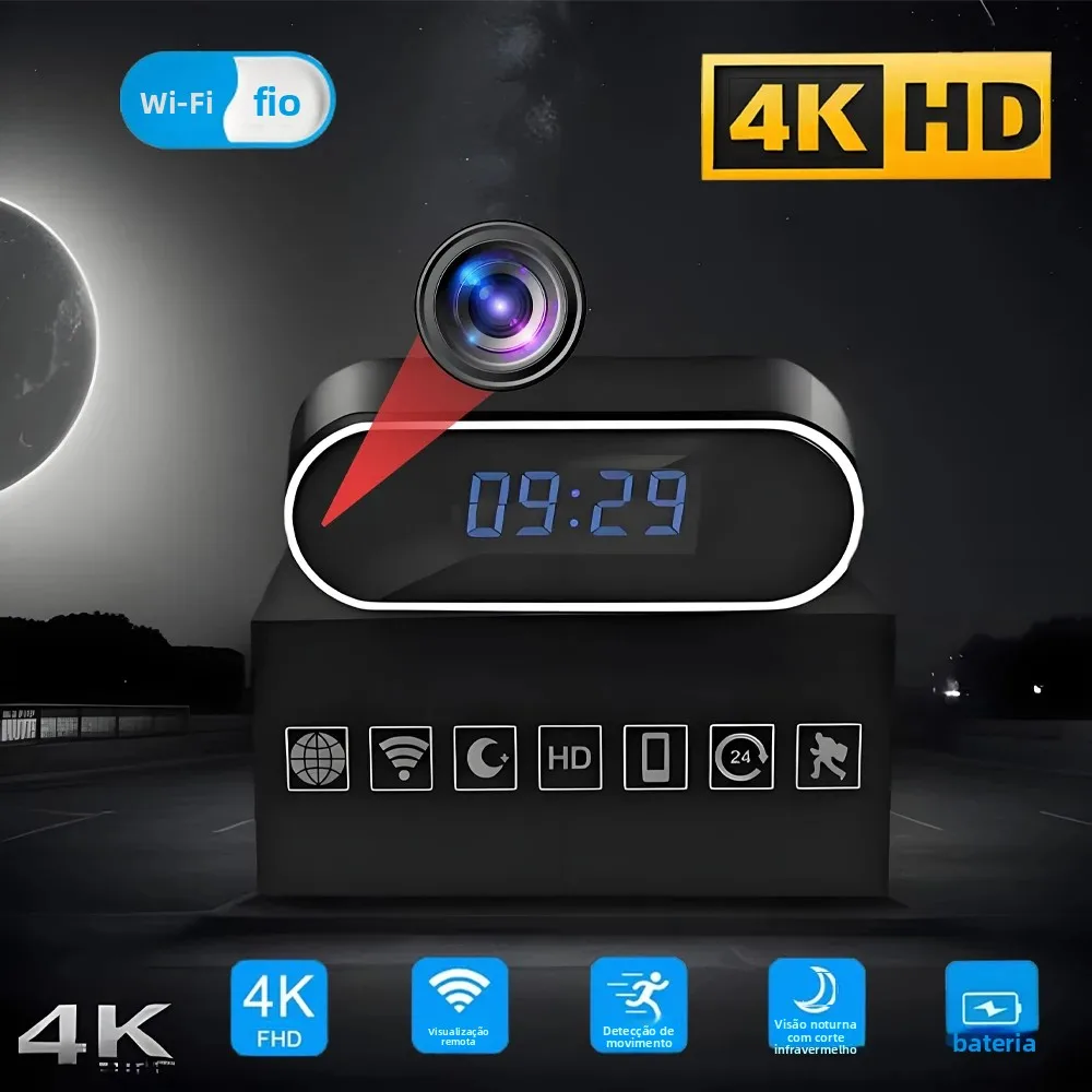 Nova Câmera WiFi 4K HD, Clareza Aprimorada, Visão Noturna Infravermelha, Suporta Visualização Remota, Detecção de Movimento, Câmera Sem Fio para Casa