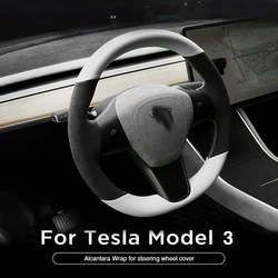 Alcantara Hand Stitched Steering Wheel Cover for Tesla Model 3 Y for Model S  X 2012-2024 Year