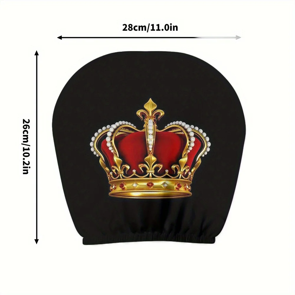 2pcs missing French luxury crown breathable and skin-friendly car headrest covers, stain-resistant, washable and stretchable