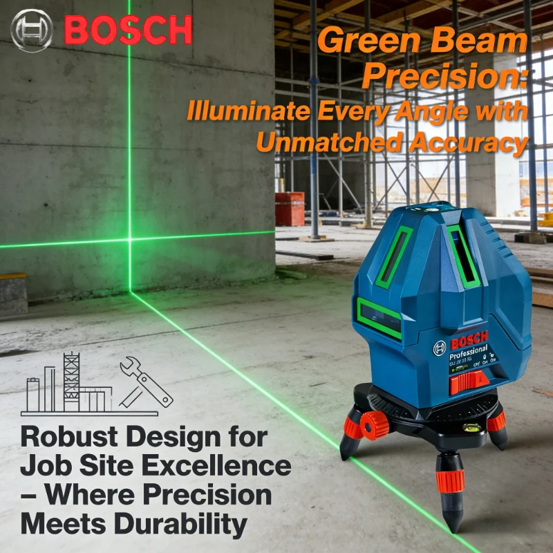 ‌Bosch GLL 50-15 XG Green Beam Laser Level with Plumb Point Self-Leveling Laser Level 15m Range Tool ‌5-Line Cross Laser Level